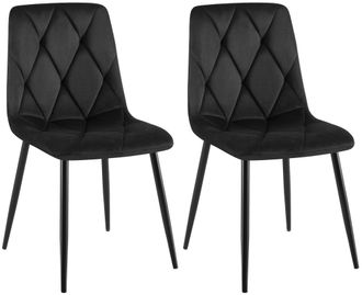 Clp Clp - Juego De 2 Sillas De Comedor Clairton Negro Terciopelo
