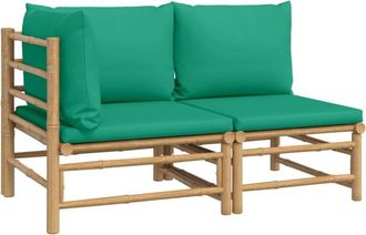 vidaXL Set De Muebles De Jard&iacute;n 2 Piezas Bamb&uacute; Con Cojines Verde Vidaxl