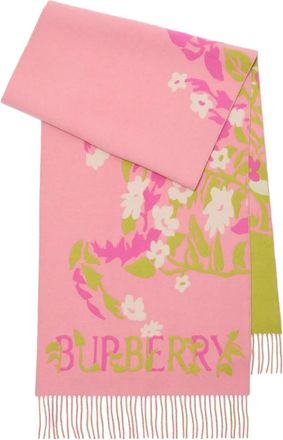Burberry Sjaal met bloemenpatroon en franje - Roze