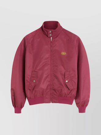 Valentino Garavani ribbed trim jacket featuring vlogo patch