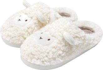 Generic Plush Slippers Womens Winter Felt Slippers Womens Fluffy Non-Slip Mules Soft Lightweight Warm Slippers Closed Felt Slippers Flat Comfortable House Sli