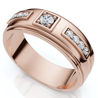 Pompeii3 Mens 1/4Ct Matthew Diamond Wedding Ring Polished Gold 10k Lab Grown