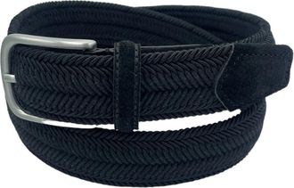 Paolo Vitale Gevlochten elastische riem - unisex - Riemen - Zwart - 110 CM - Leer - Accessoires