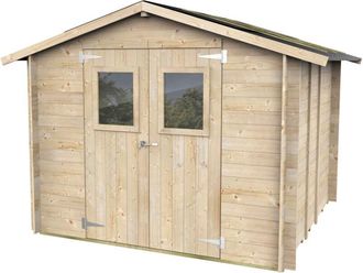 Alce Caseta De Jard&iacute;n Bh19 Hobby 248x248 De Madera De Abeto Natural 19 Mm Con Puerta Doble Con Ventana, Techo Y Suelo Osb3, Montaje F&aacute;cil, Tratamiento Auto