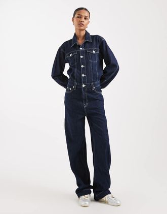 Tommy Jeans Tuta jumpsuit in denim blu lavaggio scuro