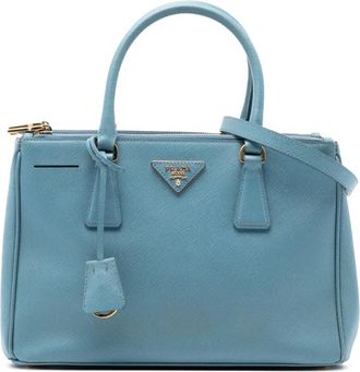 Prada Borsa a tracolla Lux Galleria piccola in pelle Saffiano con doppia zip 2010-2025 - Blu