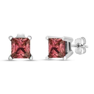 House of Brilliance 14K White Gold 1/2 Ct Lab Grown Pink Princess Diamond Solitaire Stud Earrings at Nordstrom