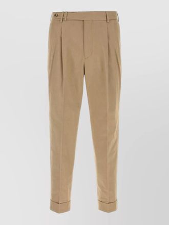 Pantaloni Torino cotton tailored trousers pleated front cuffed hem