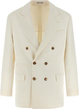 Brunello Cucinelli White Peaked Lapel Blazer