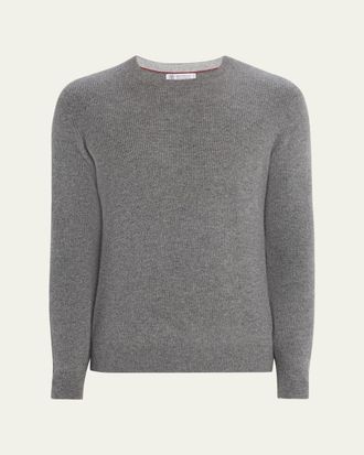 Brunello Cucinelli Mens Cashmere English Rib Crewneck Sweater