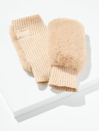 Talbots Faux Fur Gloves - Sesame - 001 Talbots