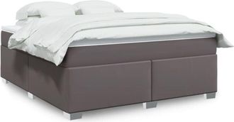 vidaXL Vidaxl - Cama Box Spring Con Colch&oacute;n Cuero Sint&eacute;tico Gris 180x200 Cm