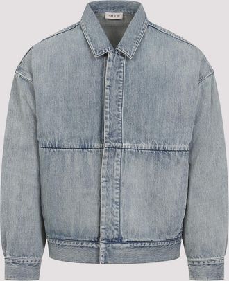 Fear of God Mens Light Blue Denim Trucker Jacket - Light Grey Cotton - Size Medium