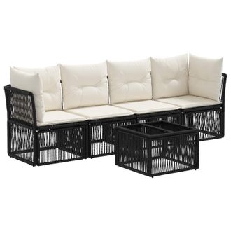 vidaXL Conjunto De Sof&aacute;s De Jard&iacute;n 5 Pcs Negro Rat&aacute;n Sint&eacute;tico Vidaxl