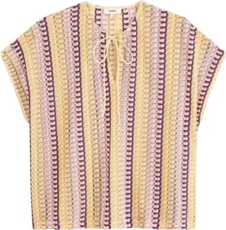 Suncoo Gestreepte gehaakte top Latoya - Dames - Blouses - Veelkleurig - L - Overhemden
