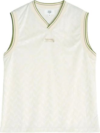 Maison Kitsun&eacute; Canotta Flash Fox in jacquard - Bianco