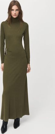 Mango Abito in maglia collo alto con broche kaki - Donna - XXS - MANGO