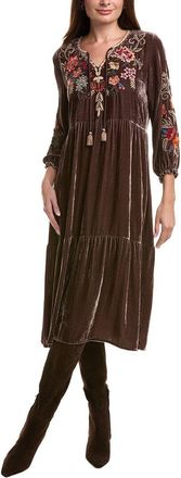 Johnny Was Taline Velvet Silk-Blend Boho Midi Dress
