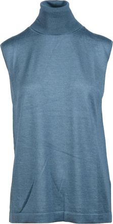 Fabiana Filippi Cashmere Silk Blend Knit Top - Dames - Cashmere truien - Blauw - M - Kasjmier - Truien & Vesten