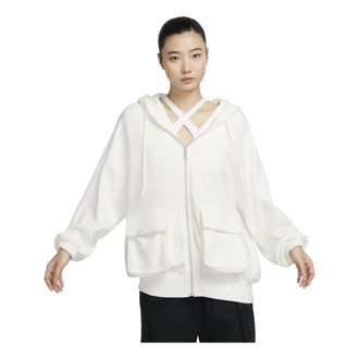 Nike (WMNS) Nike Sportswear Oversized Full-Zip French Terry Hoodie Asia Sizing Sail Light Orewood Brown FV7516-133