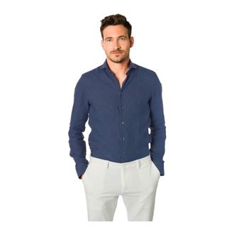 John Miller Overhemden, Heren, Blauw, 3Xl, Linnen, Tailored Fit Linnen Overhemd
