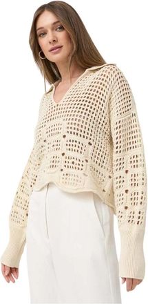 Beatrice .B Open-knit Collar Sweater - Dames - Vesten - Beige - S - Truien & Vesten