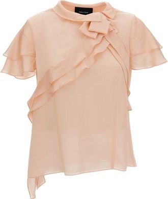 Simone Rocha Blouses, female, Pink, Size: 2XS Petal Bow Sash Top