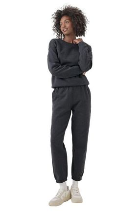 Pact Organic Brushed Fleece Crew Sweatshirt in Charcoal Heather at Nordstrom, Size Medium