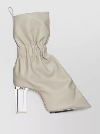 Rick Owens leather cuffed pull on boots ruched
