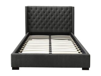 VENTE-UNIQUE.COM Base de cama poli&eacute;ster gris 160 x 200 cm