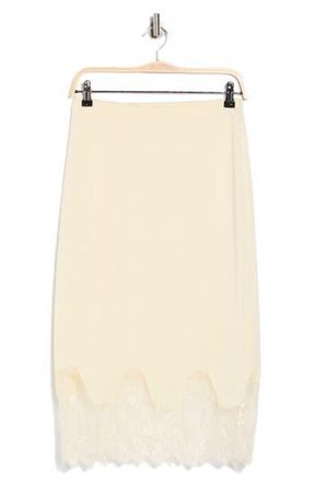NSR Satin Lace Midi Skirt in Yellow at Nordstrom Rack, Size X-Small