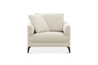 Castlery Lena Armchair Customized, (Washed Chenille) Cream (Matte Black Legs), Machine Washable, Removable Covers for Women