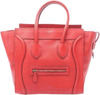 Celine Pre-owned Handbags, female, Red, Size: ONE SIZE Pre-owned Luggage Mini Shopper Leather Handbag