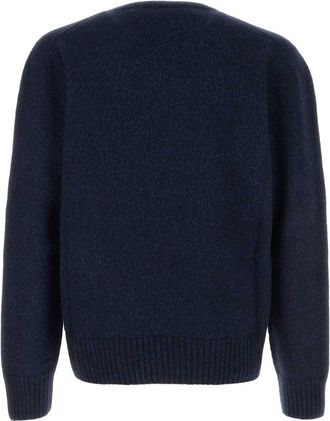 Alexander McQueen Mens Melange Wool Blend Sweater Navyindigo Nylon
