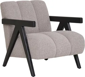 House Nordic Sillón gris de tela y madera negra