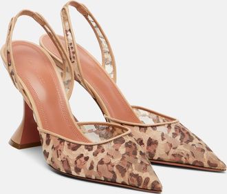 Amina Muaddi Holli 95 leopard-print slingback pumps