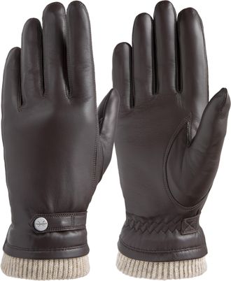 Pearlwood Lederhandschuhe PEARLWOOD SUNNY, Damen, Gr. 7.5, braun (dunkelbraun), Schafsleder, Handschuhe Lederhandschuhe, anschmiegsamer Elastikbund sch&uuml;tz vor W