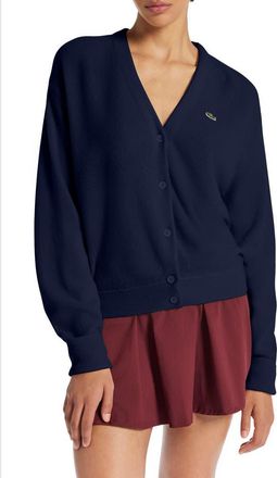 Lacoste Cashmere Blend Cardigan in 166 Marine at Nordstrom, Size 2