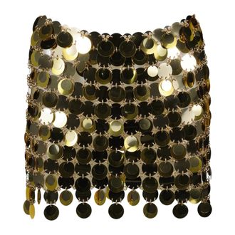 Paco Rabanne Rokken, Dames, Geel, S, Polyester, Sequin Rok Spring-Summer 2025 Collectie