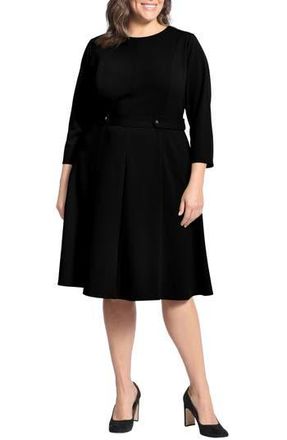 London Times Long Sleeve Seamed Midi Dress in Black at Nordstrom Rack, Size 22W