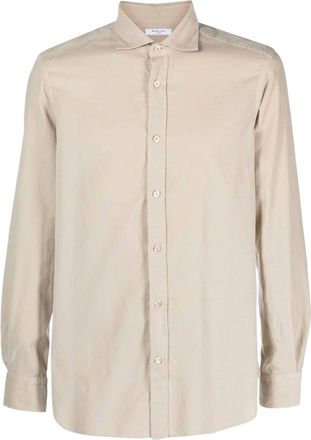 Boglioli Mens Collar Long Sleeve Shirt In Beige