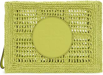 Tory Burch Ella Raffia Clutch - Green - One Size