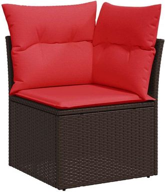 vidaXL Sof&aacute; De Jard&iacute;n Esquinero Con Cojines De Rat&aacute;n Sint&eacute;tico Marr&oacute;n Vidaxl