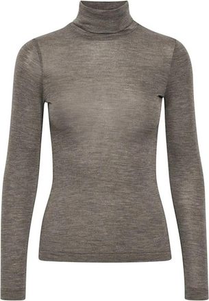 Inwear Bruin Melange Rollneck Top - Dames - Coltruien - Bruin - 2XS - Wol - Truien & Vesten