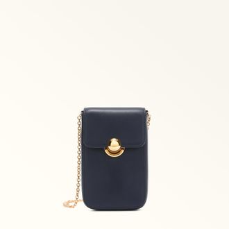 Furla Sfera Portatelefono Verticale Ink Blue Blu Pelle Di Vitello Sidney Donna