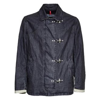 Fay Light Jackets, male, Blue, Size: M Linen Canvas Field Jacket