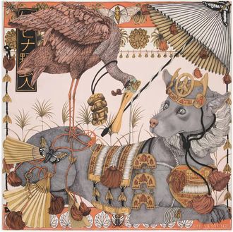 Sabina Savage graphic print scarf - Beige