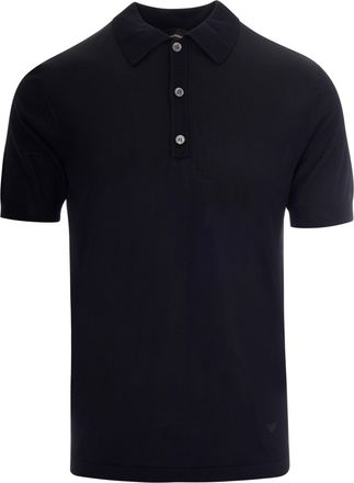 Emporio Armani Simple Knit Polo Shirt with Classic Collar and Fluid Texture