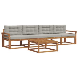 vidaXL Conjunto De Sof&aacute;s De Exterior 5 Pcs Gris Natural Y Claro Vidaxl