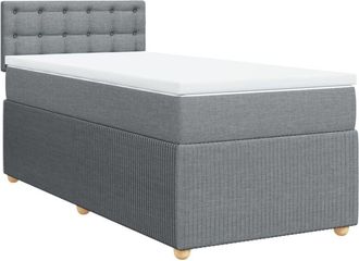 vidaXL Cama Box Spring Con Colch&oacute;n Tela Gris Claro 90x200 Cm Vidaxl